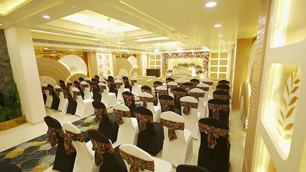 the banquet hall at the infinity hotel in Kanpur .