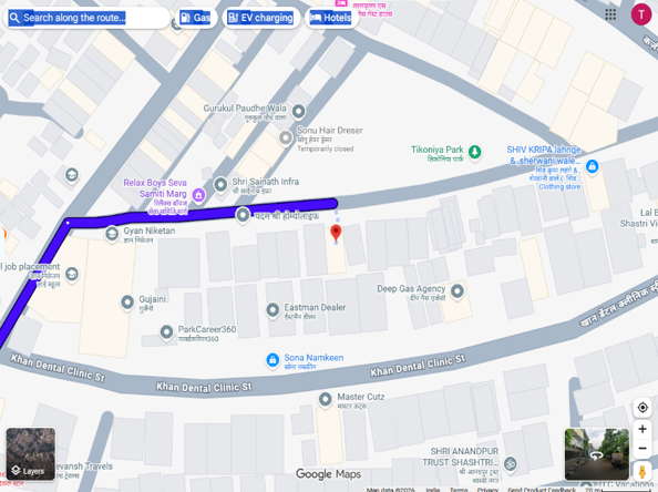 google map location of the infinity hotel in Kanpur.